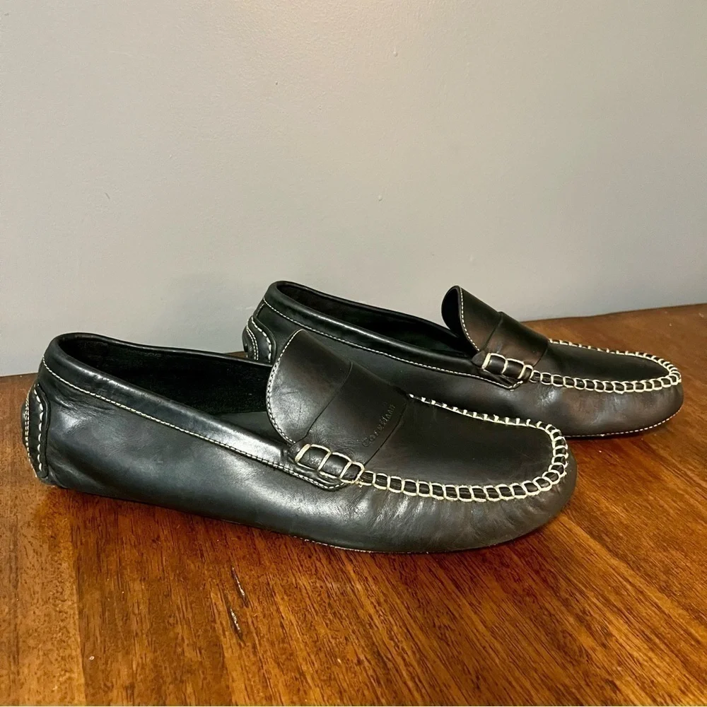 Cole Haan Men's Sz 11 D Black Leather Penny Driver Driving Style Loafer